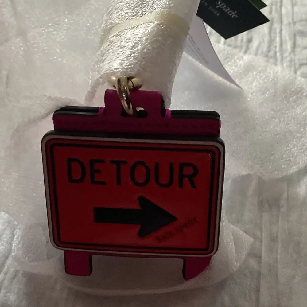 kate spade Orange and Black Detour Sign Key/Fob Holder